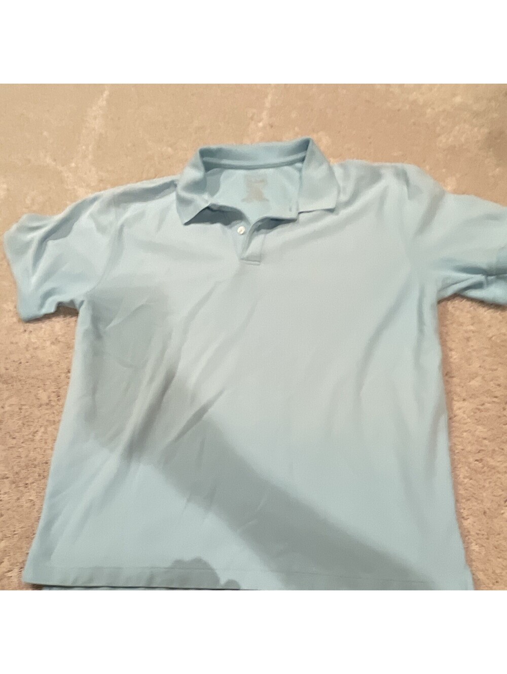 LL Bean Men's L Polo Blue Solid Short Sleeve Collared Knit Button Closure